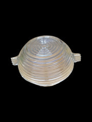 Manhattan Ribbed Bowl w/ Handles Antique Anchor Hocking Vintage Glass 1930s