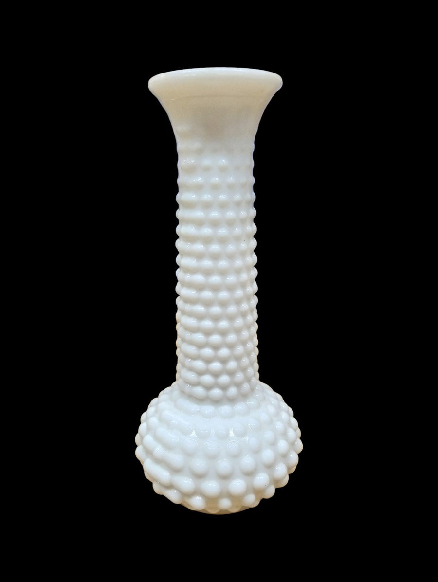 Bud Vase Antique E O Brody Vintage Milk Glass M-2000 USA Hobnail 8" High