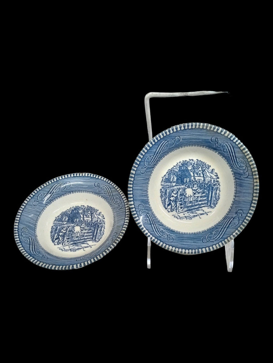 Currier and Ives Dinnerware Antique Royal China Vintage Cavalier Ironstone 34 pc