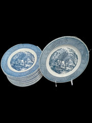 Currier and Ives Dinnerware Antique Royal China Vintage Cavalier Ironstone 34 pc