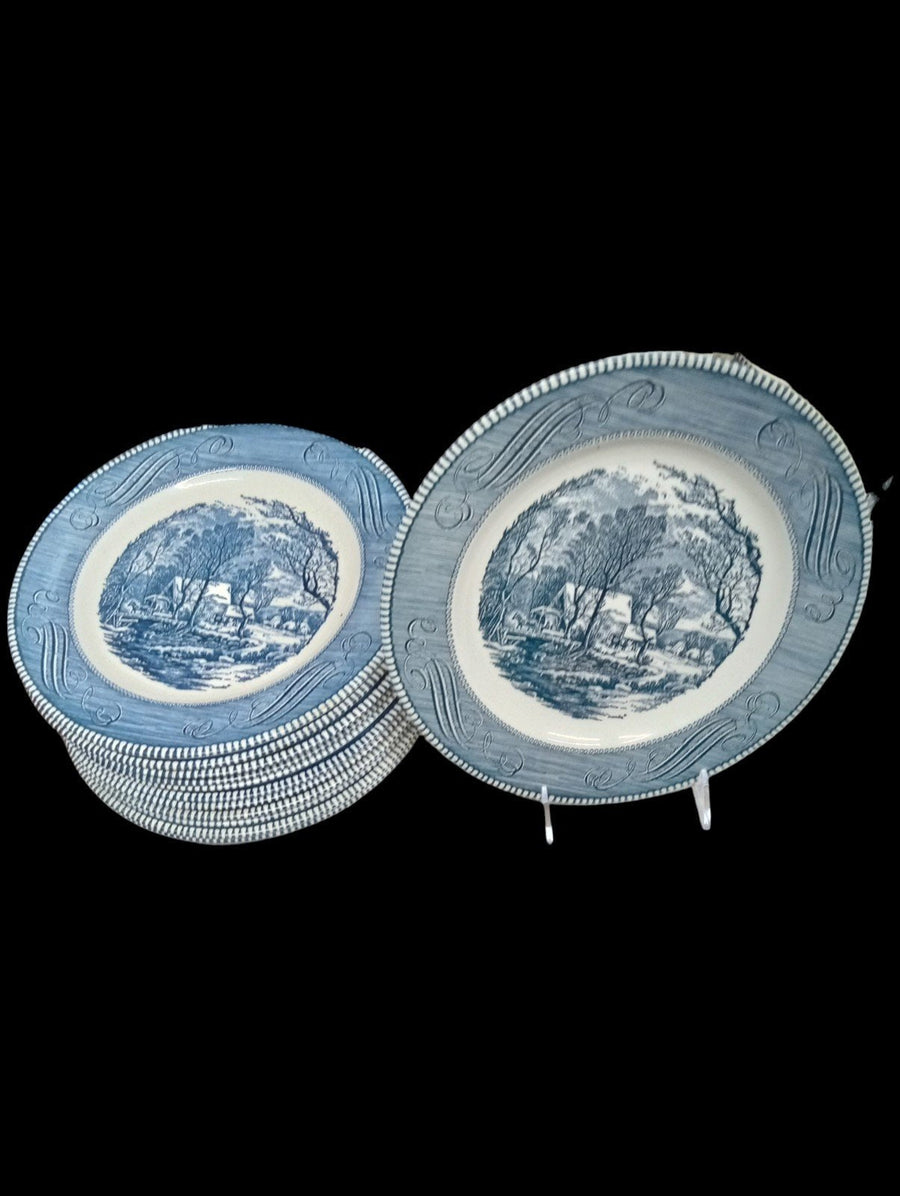 Currier and Ives Dinnerware Antique Royal China Vintage Cavalier Ironstone 34 pc