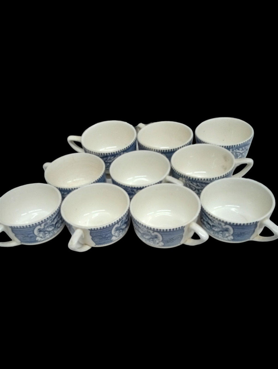 Currier and Ives Dinnerware Antique Royal China Vintage Cavalier Ironstone 34 pc