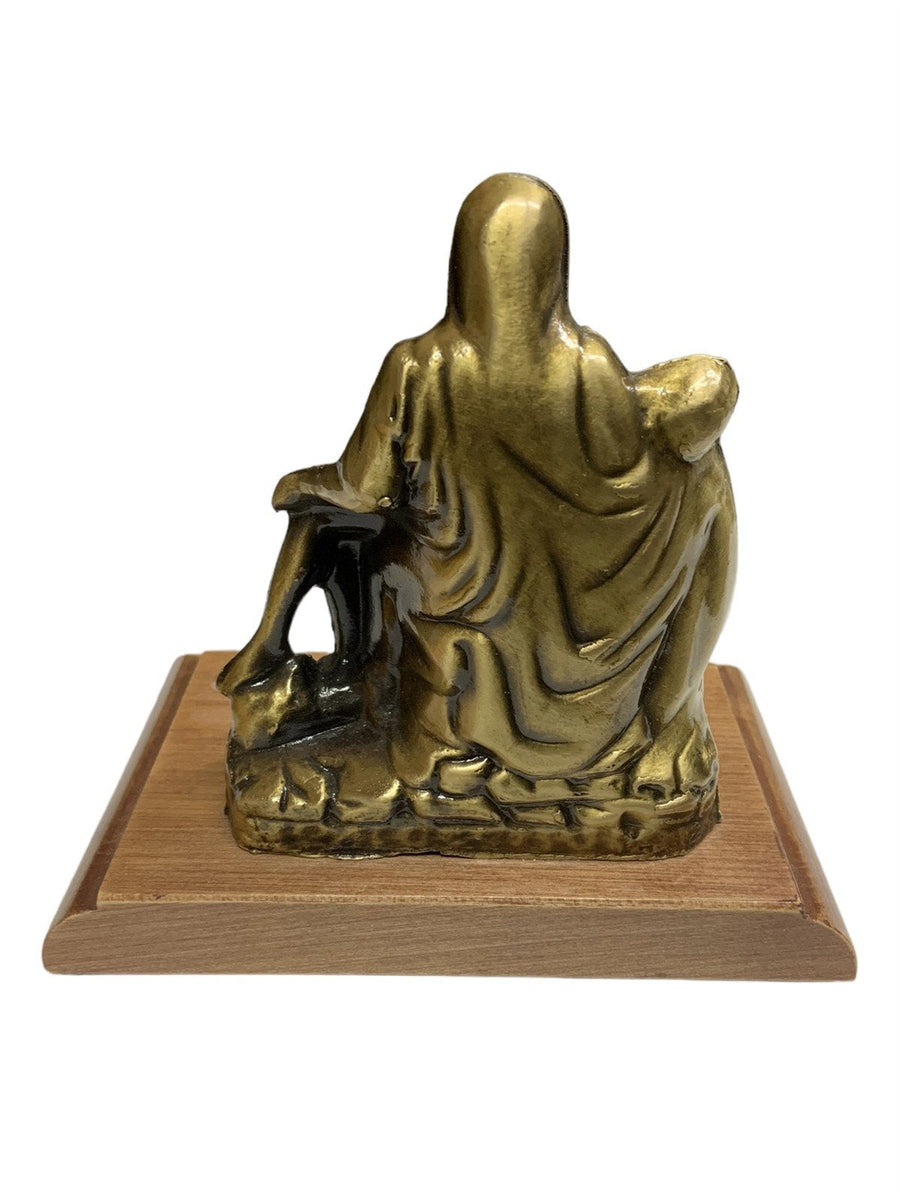 La Pieta Brass Sculpture Michelangelo Wood Base Renaissance Mary and Jesus Decor