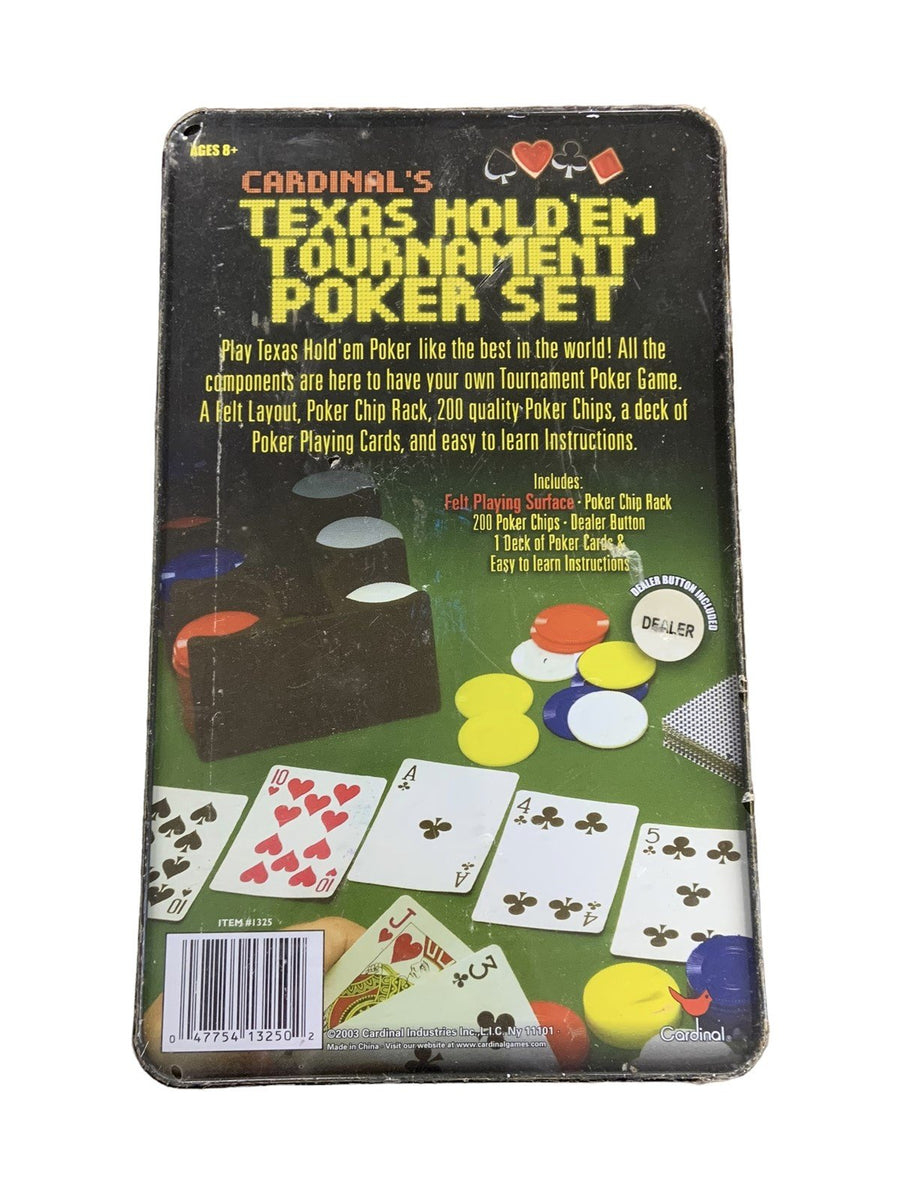 Texas Hold Em Poker Set Cardinal's Sealed Game in Tin Cards Chips