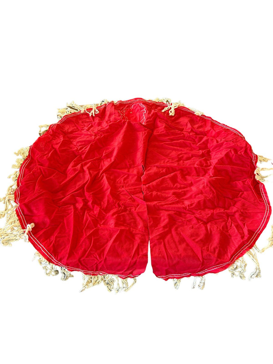 Christmas Decor Vintage Stocking Santa Claus Tree Skirt 16 Light Tree Top Red