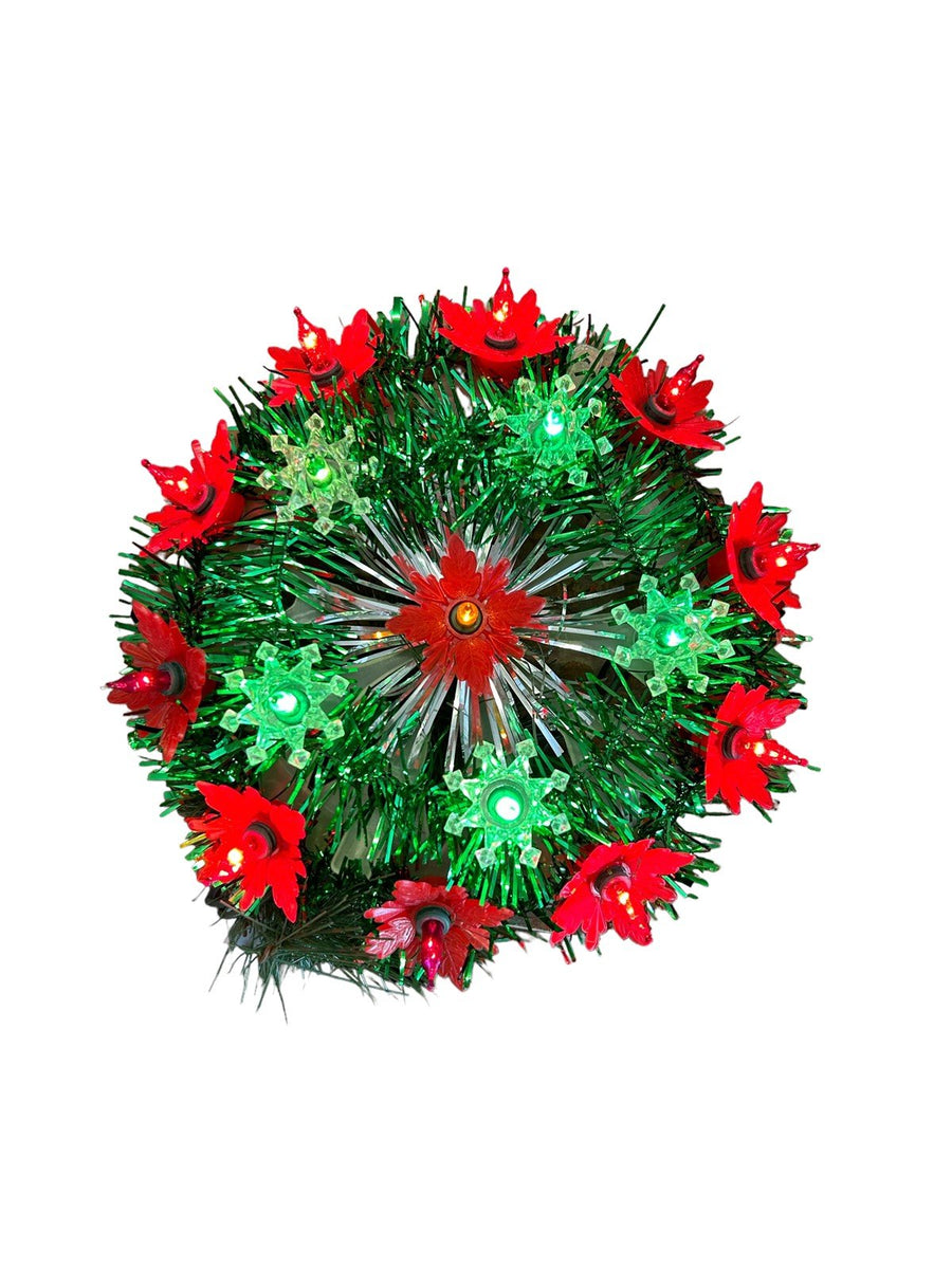 Christmas Decor Vintage Stocking Santa Claus Tree Skirt 16 Light Tree Top Red