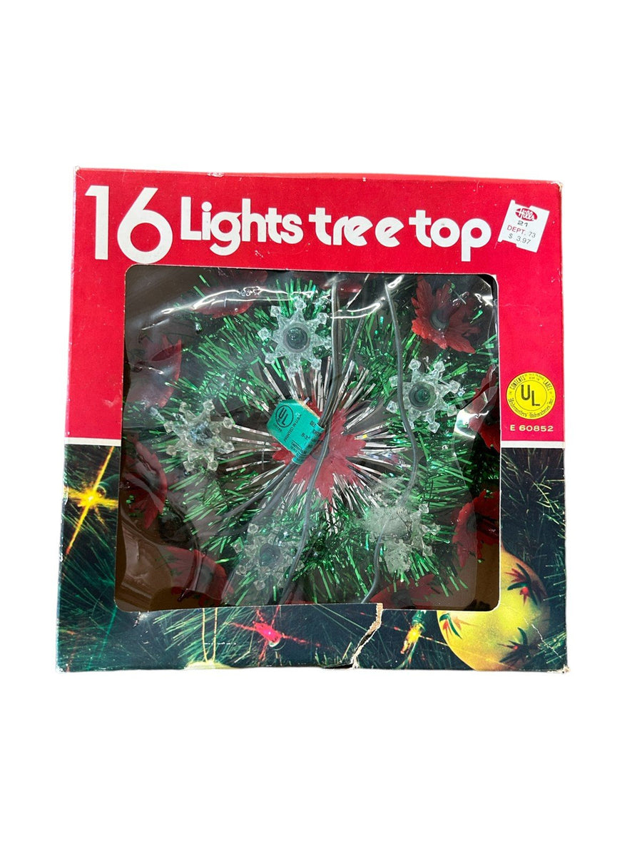 Christmas Decor Vintage Stocking Santa Claus Tree Skirt 16 Light Tree Top Red