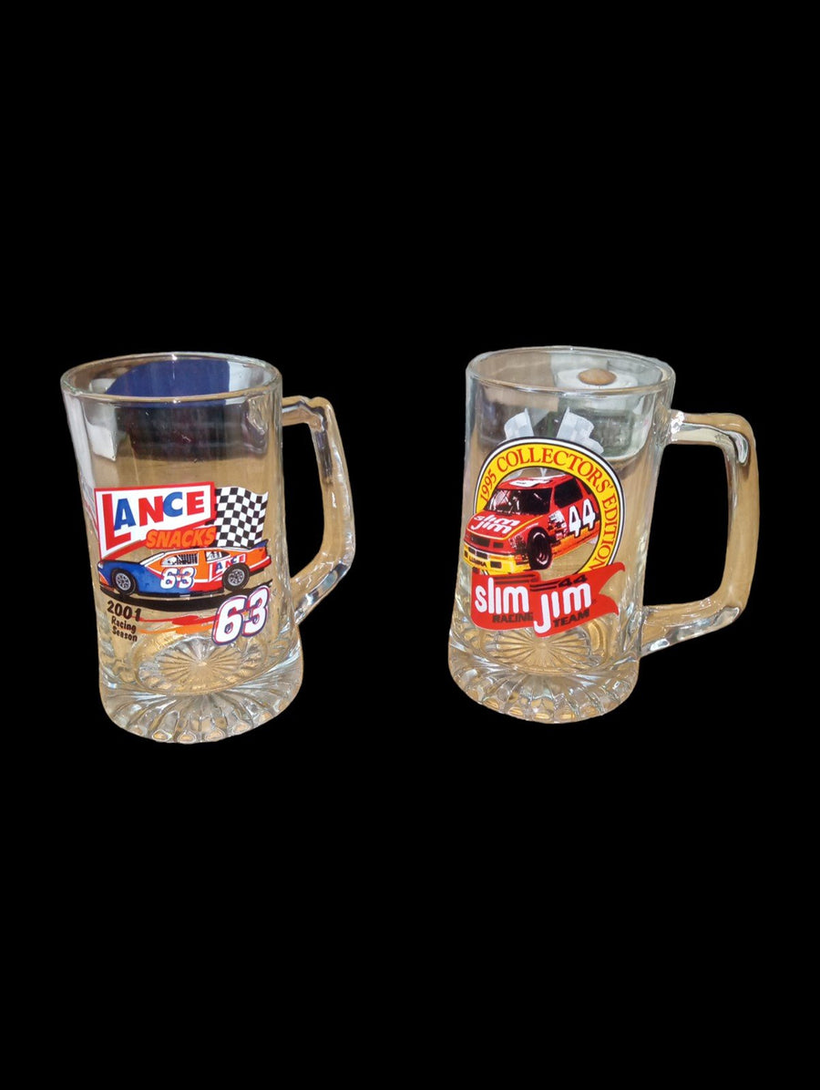 Beer Mug Set of 2 Vintage Racing Teams 1995 Slim Jim 2001 Lance Snacks