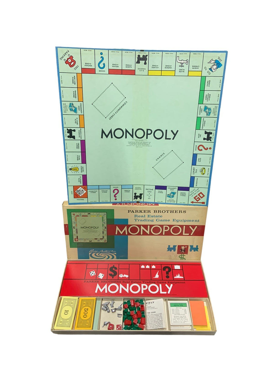 Monopoly Game Vintage Parker Brothers 1961 Board All Pieces