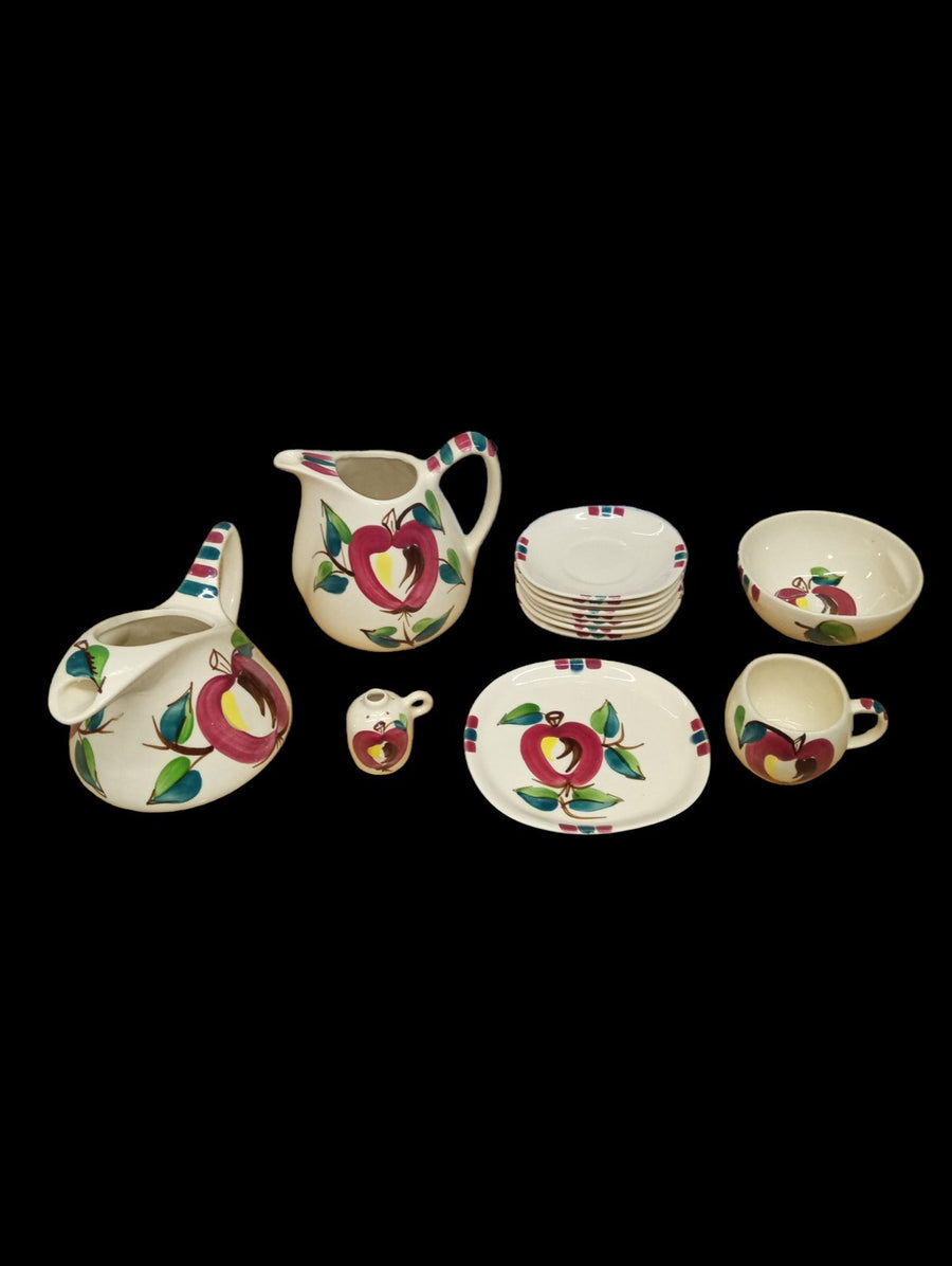 Servingware Antique Purinton Slip Wear Vintage Apple and Pear 13 Pieces