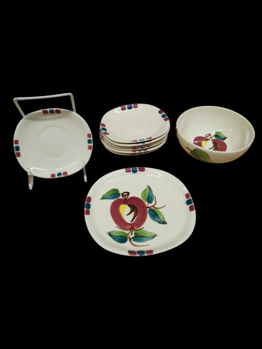 Servingware Antique Purinton Slip Wear Vintage Apple and Pear 13 Pieces