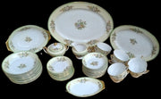 Dinnerware Antique Meito Made in Japan Vintage 44 Pieces Floral Green Rim Design