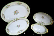 Dinnerware Antique Meito Made in Japan Vintage 44 Pieces Floral Green Rim Design