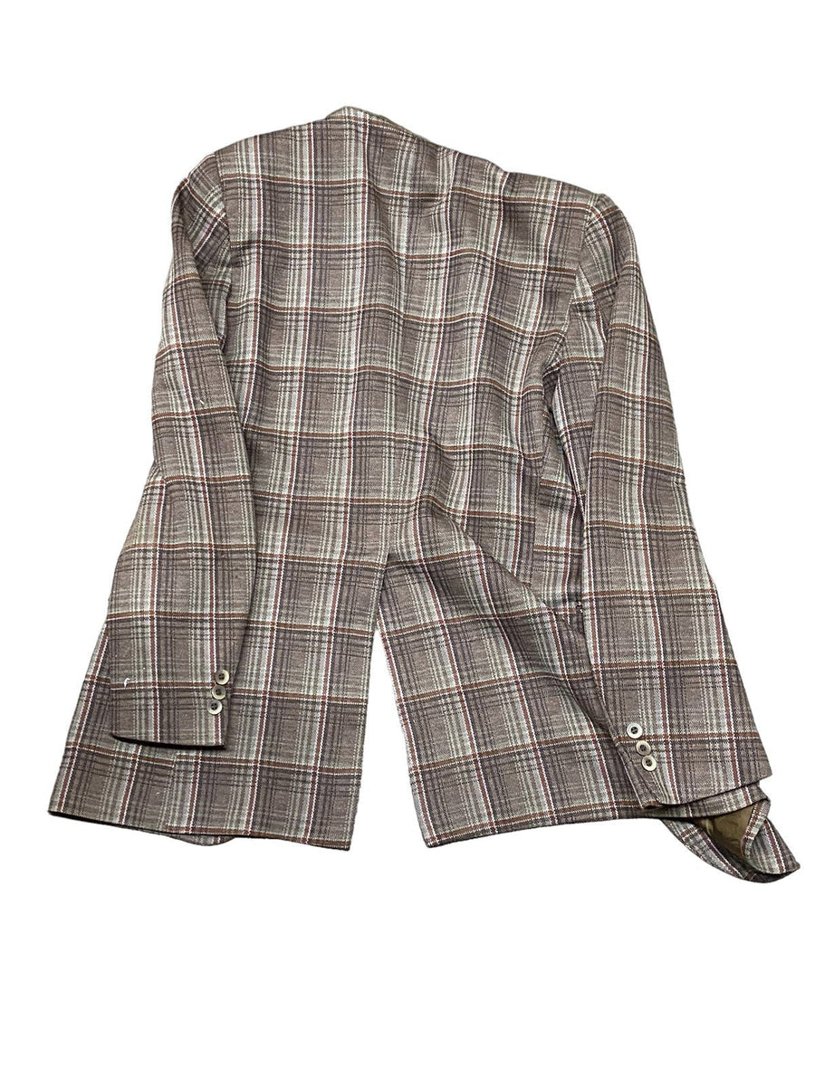 Plaid Dress Jacket Unbranded Brown Vintage Silk Inside