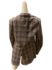 Plaid Dress Jacket Unbranded Brown Vintage Silk Inside