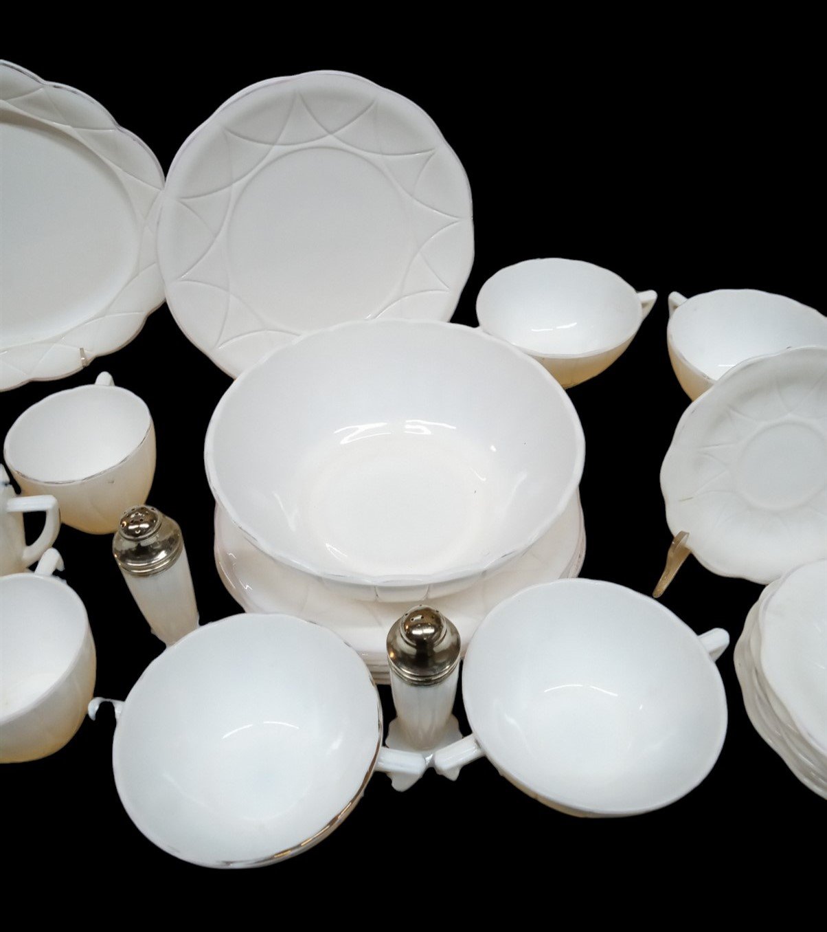 Hazel Atlas Newport Platonite White Dinner Set Vintage Collectible Display