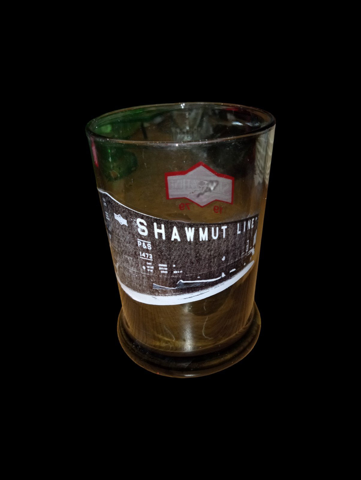 Drinking Glasses Antique Shawmut Line Vintage Set of 12 Fade to Black Red Logo