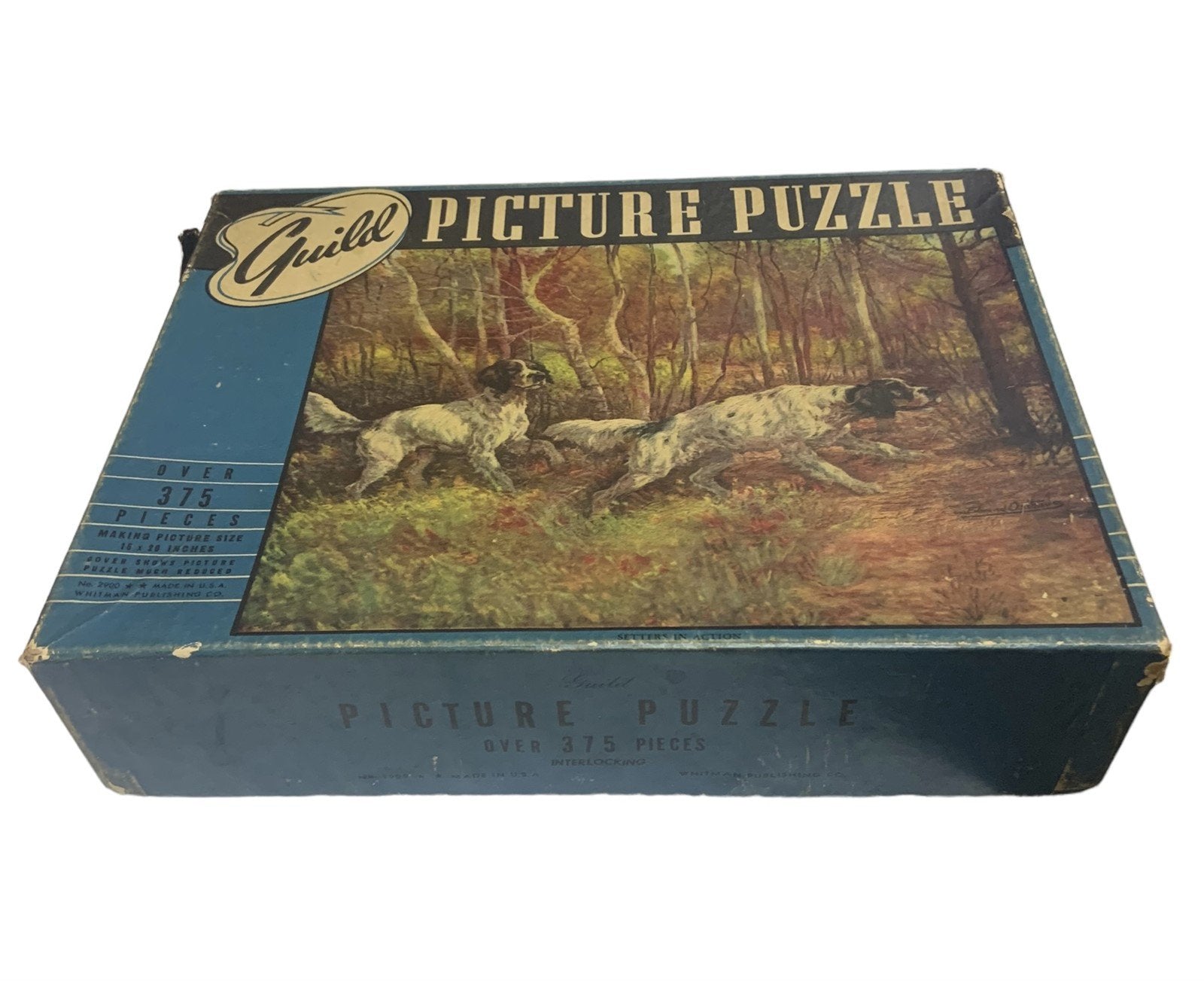 Puzzle 380 Piece "Setters In Action" Picture Vintage 1950s Guild 16x20 Art