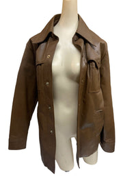 Leather Jacket Brown Vinyl Vintage Novina 1970s Size Small Coat Mr. Murray