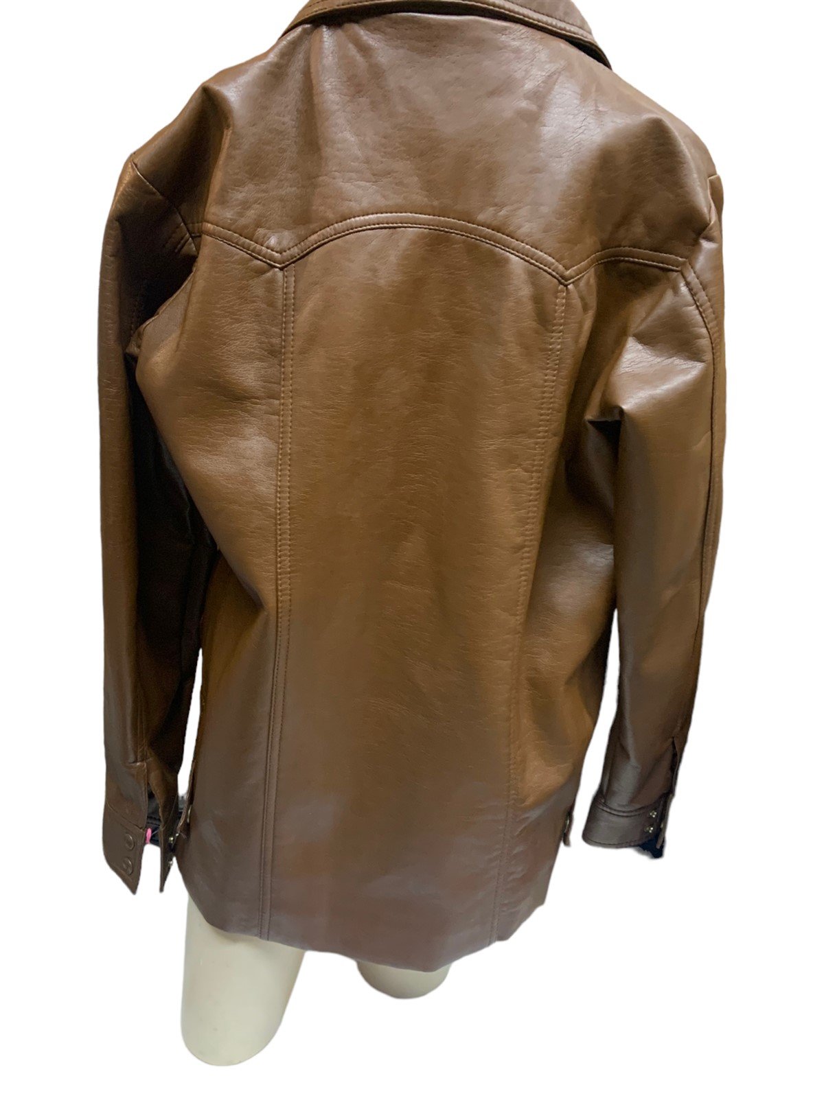 Leather Jacket Brown Vinyl Vintage Novina 1970s Size Small Coat Mr. Murray