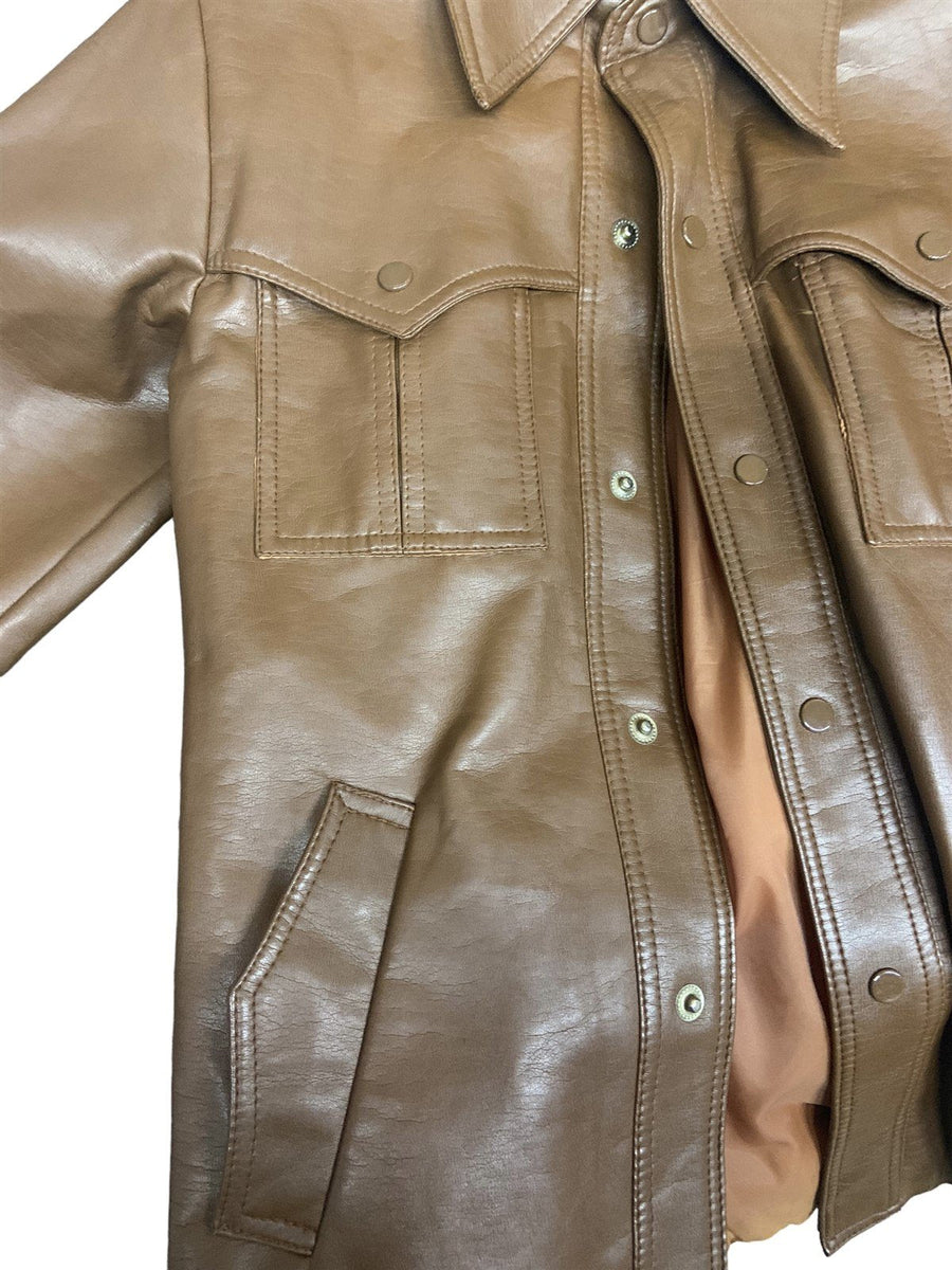 Leather Jacket Brown Vinyl Vintage Novina 1970s Size Small Coat Mr. Murray