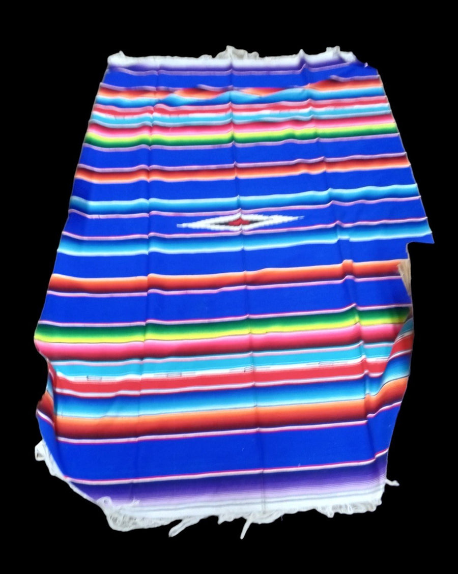 Saltillo Blanket Multicolor Vintage Collectible Decorative Mexican Bedding