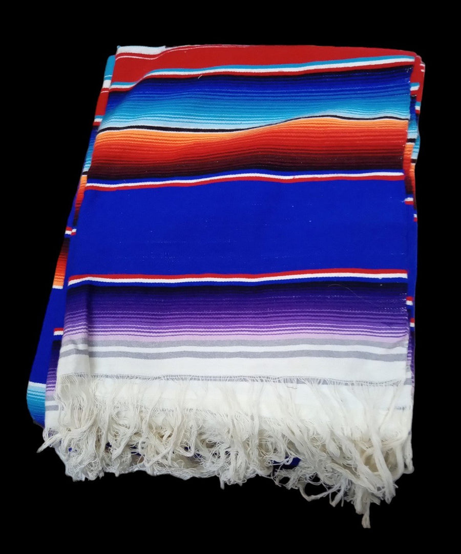 Saltillo Blanket Multicolor Vintage Collectible Decorative Mexican Bedding