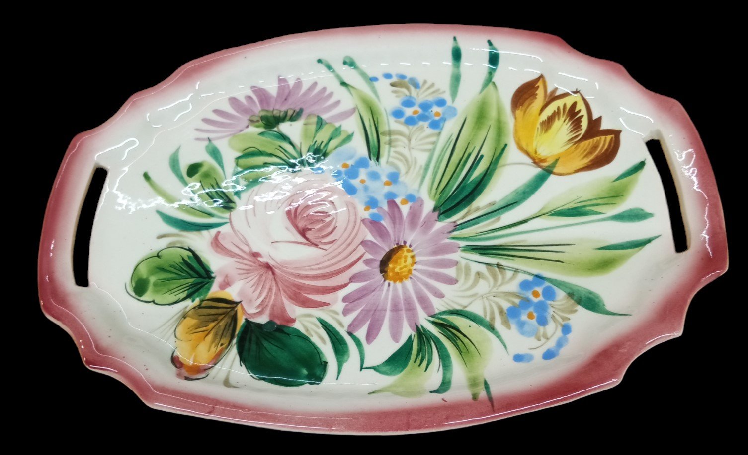Divided Relish Dish Serving Plates Vintage M&R Hand Painted in Italy Ceramic