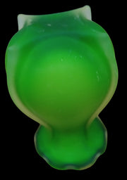 6" Green Vase Vintage Scalloped Edge Footed Base 3.5" Diameter White Interior