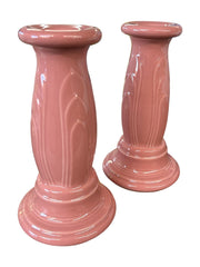 Fiesta - Rose Pink Tapered Candlesticks Homer Laughlin Set of 2 Ceramic Y2K HLC