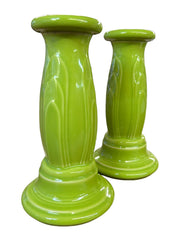 Tapered Candlestick Holders Chartreuse Fiesta Ware Homer Laughlin Ceramic Y2K