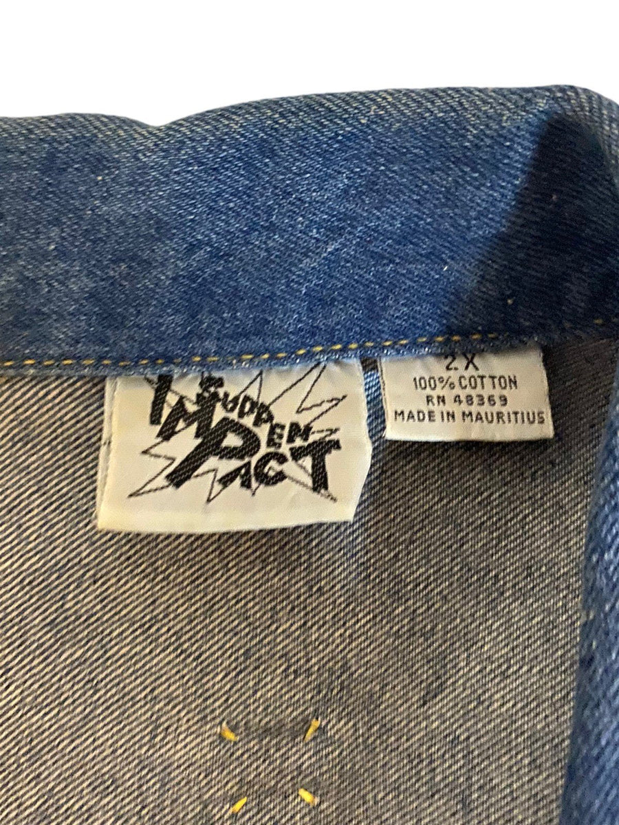 Sudden Impact Bedazzled Jean Vest Horse Theme Gold and Silver Charms 80's