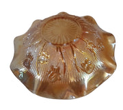 Iris and Herringbone Marigold Bowl Antique Jeannette Glass Co. Vintage Carnival