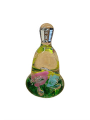 Joe St Claire Bell Shaped Glass Green Floral Paperweight Vintage Collectible