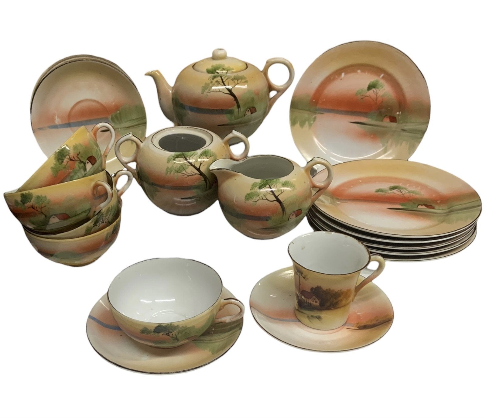 一点ものハンドメイドチョーカ China Tea Set Assorted Lot Meito Chikaramachi Made in Japan 44 Pc