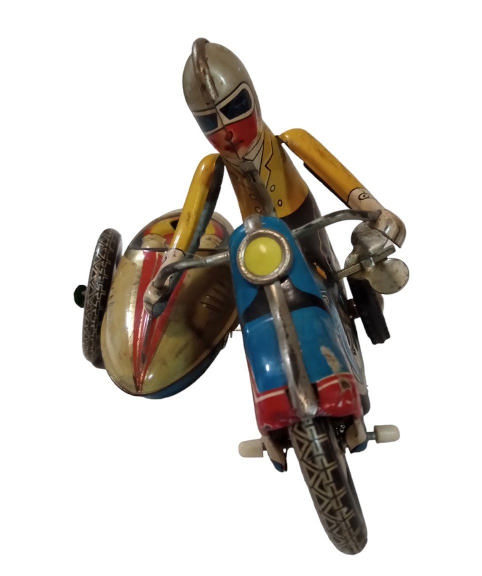 Schylling Motorcycle And Sidecar Wind Up Tin Toy Vintage Collectible Gift Idea