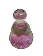 Joe St Clair Glass Pink Floral Bell Shaped Paperweight Vintage Collectible