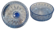 Blue Candy Dish with Lid Antique Indiana Glass Vintage Princess Diamond Pattern