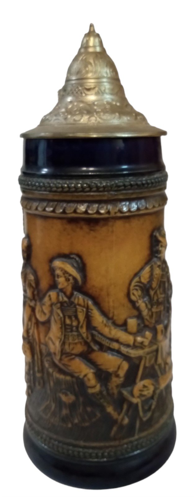 Pewter Beer Stein with Lid Antique Gerz German Vintage Der Trunk Sei Klar