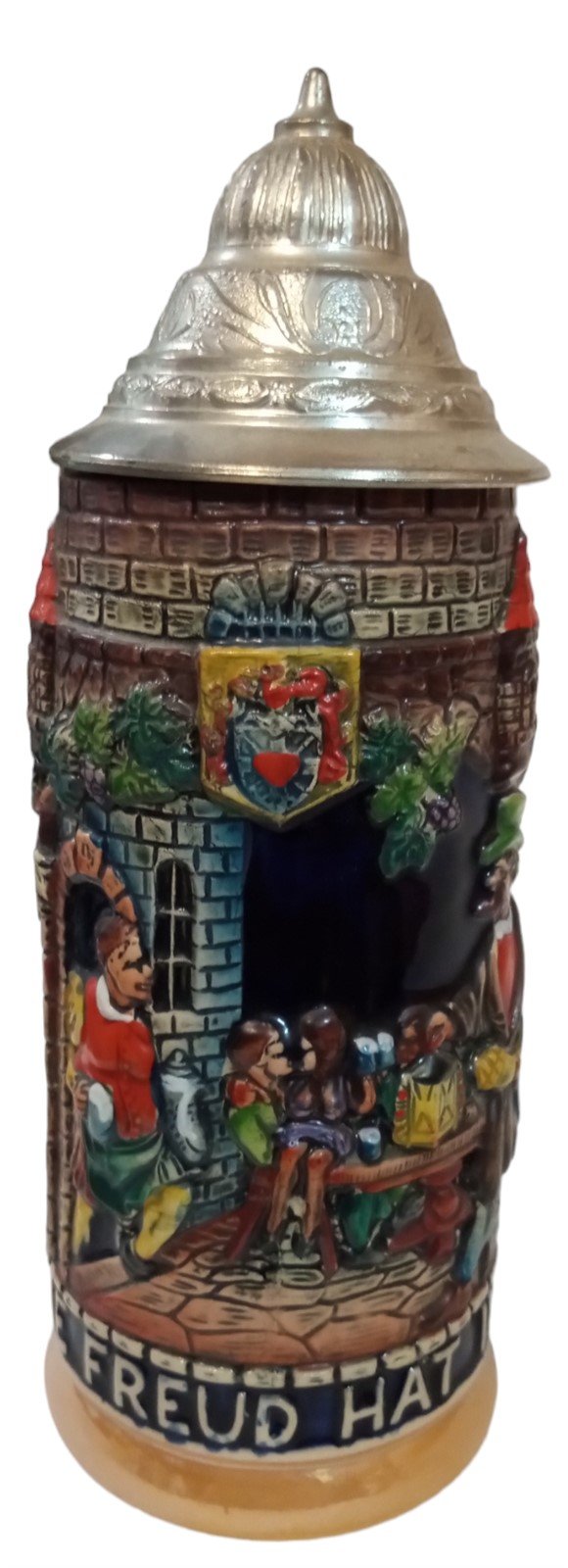 Lidded Beer Stein West Germany Vintage Schone Weiber SInd Gute Zeitvertreiber