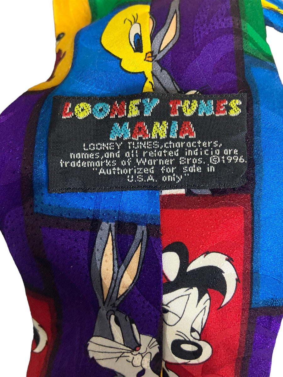 Looney Tunes Mania Tie 1993 Silk Vintage Accessory Bugs Bunny Taz Tweety