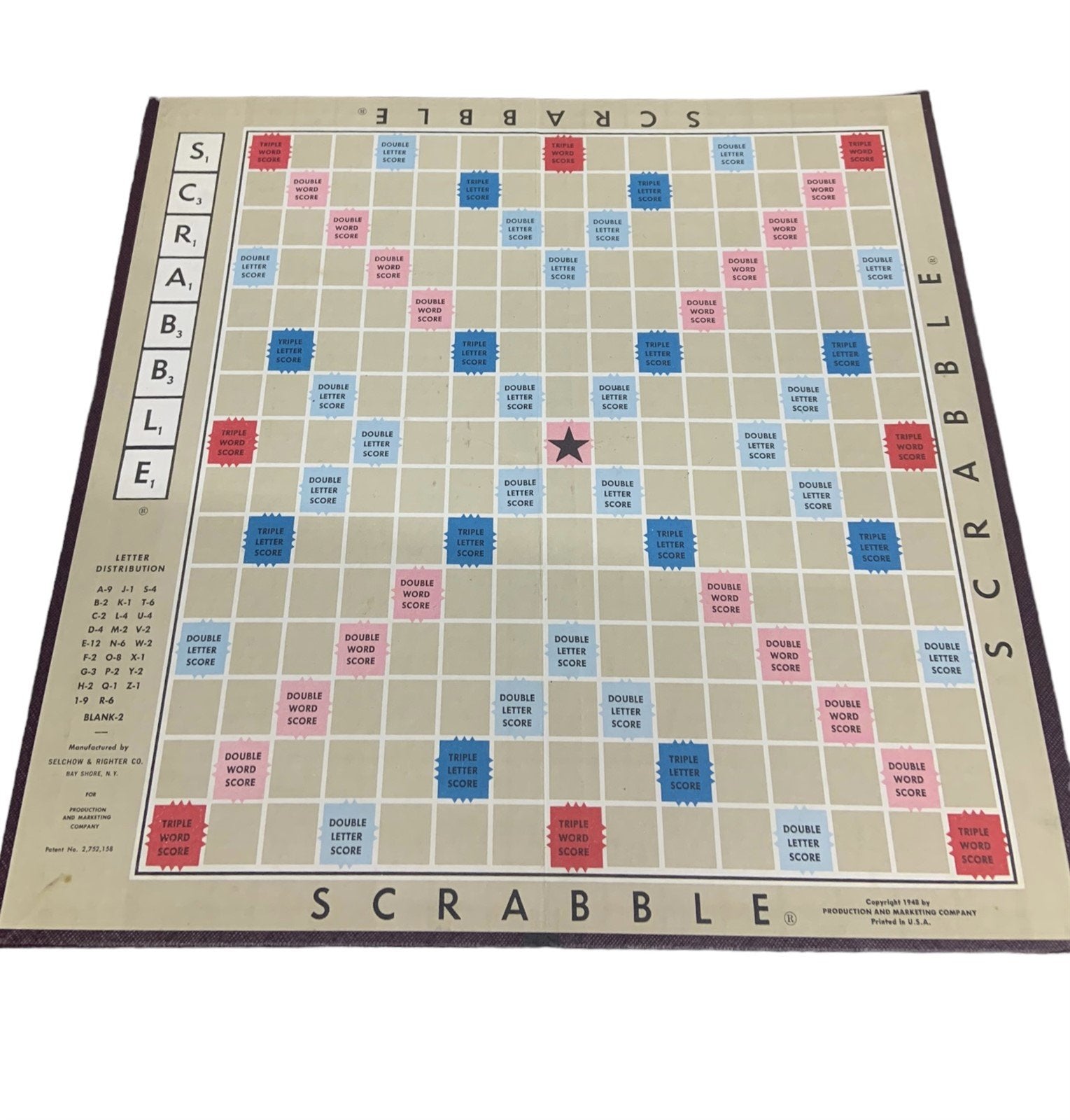 Scrabble Game Vintage 1953 Word Game Complete Selchow Righter Co.