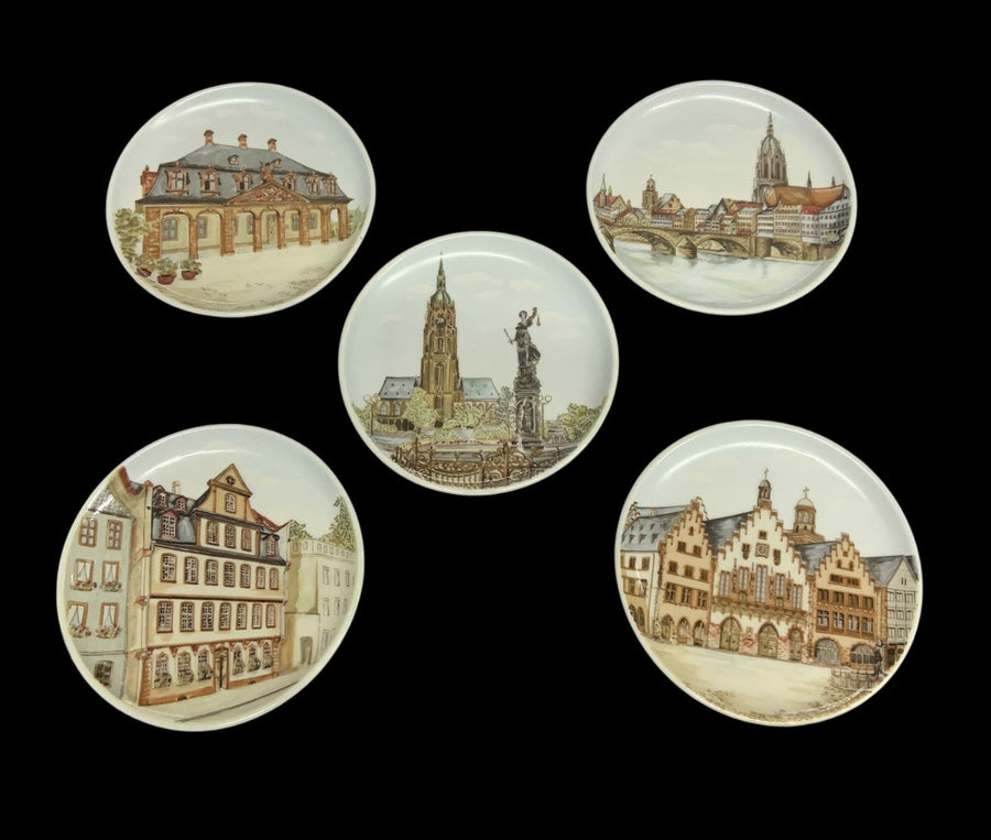 Villeroy & Boch Germany Coasters 5 Porcelain 4" Frantfurt an Main Decor Plates
