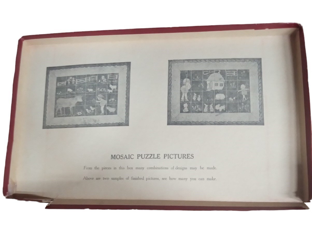 Mosaic Picture Puzzle Vintage Collectible Toy Game 1930s Farm Animals