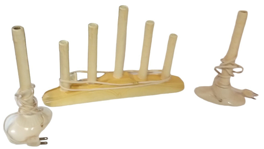 Electric Candle Vintage Plastic 5-Light Candelabra 2 Single Candles