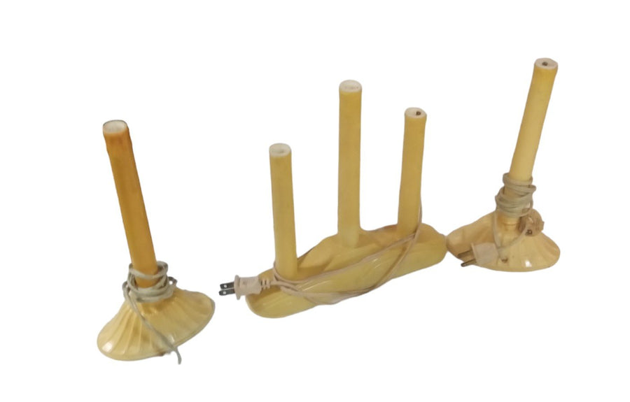 Electric Candle Vintage Plastic 3-Light Candelabra 2 Single Candles