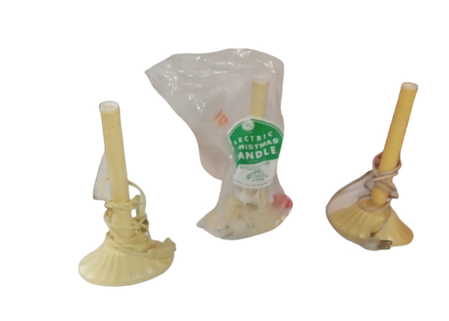 Electric Candle Vintage Plastic 3 Single Candles 1 in Original Packaging