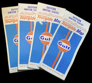 United States Tourgide Map Antique Gulf Northeastern Southeast Vintage Set of 4