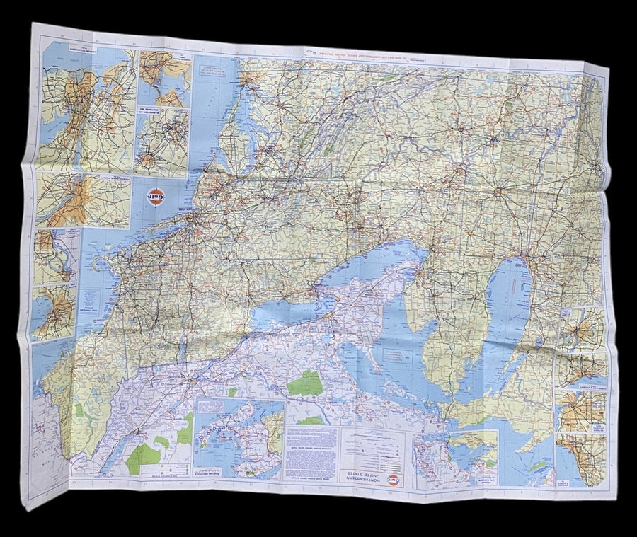 United States Tourgide Map Antique Gulf Northeastern Southeast Vintage Set of 4