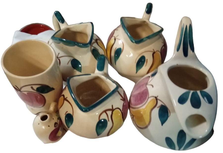 Pitcher Set Antique Purinton Vintage Apples Pears Pitchers Tumbler Pepper Shaker